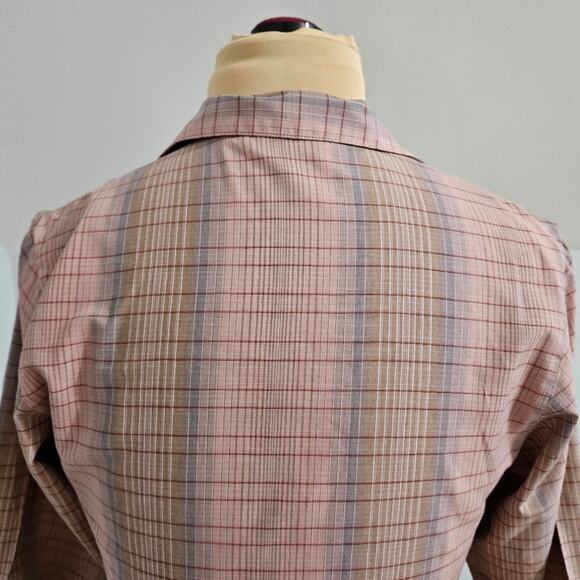 John Meyer Button Front Long Sleeve Pink Plaid Top Size 8 Career Country - Picture 6 of 11